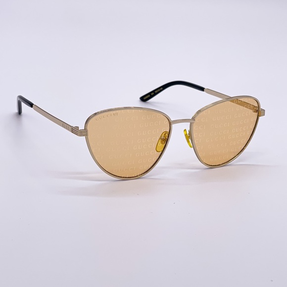 NEW GUCCI WOMEN GOLD ORANGE CAT EYE SUNGLASSES GUCCI - Picture 1 of 6